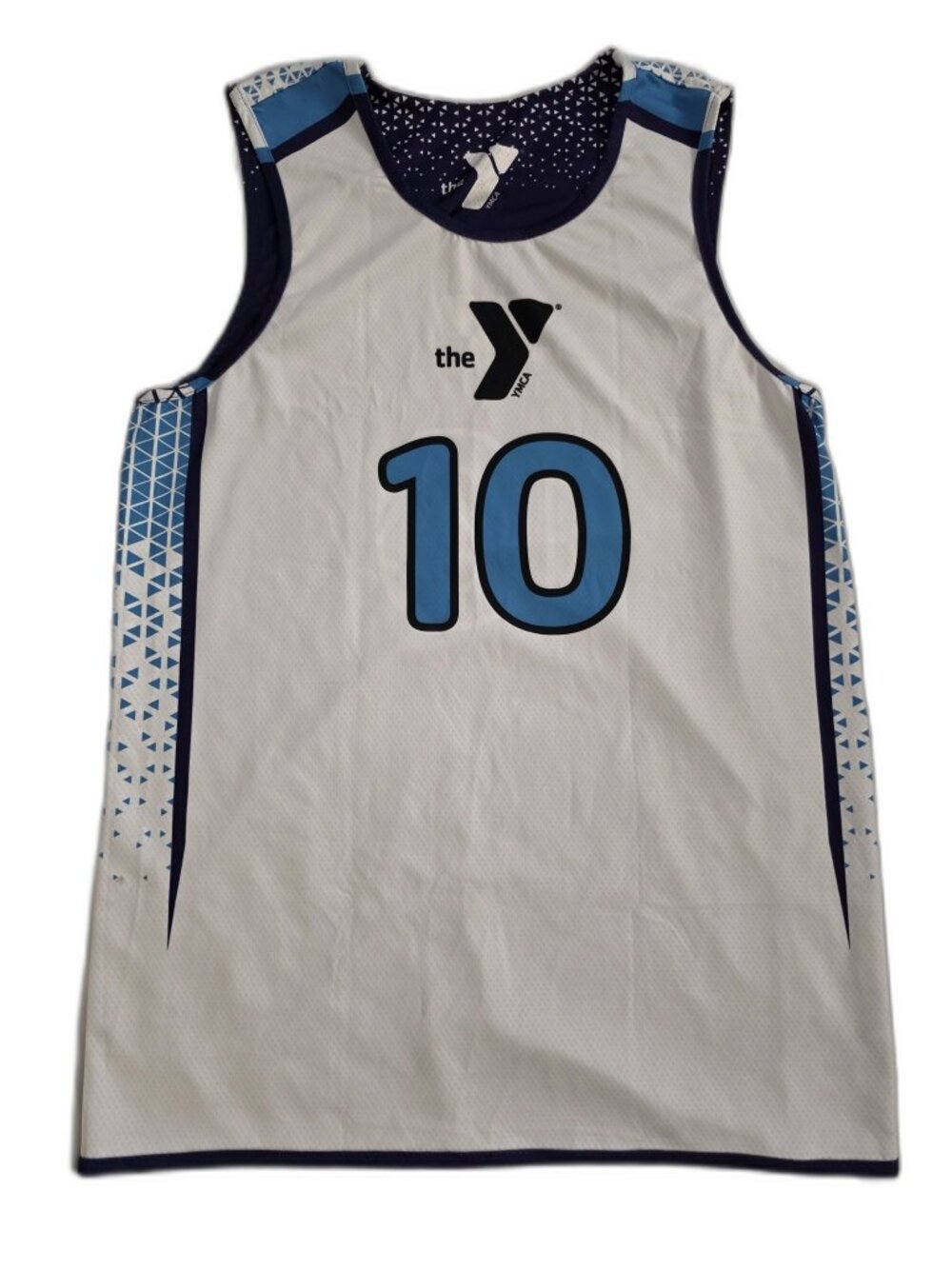YMCA Reversible Basketball Jersey #10 White Purple Mesh L